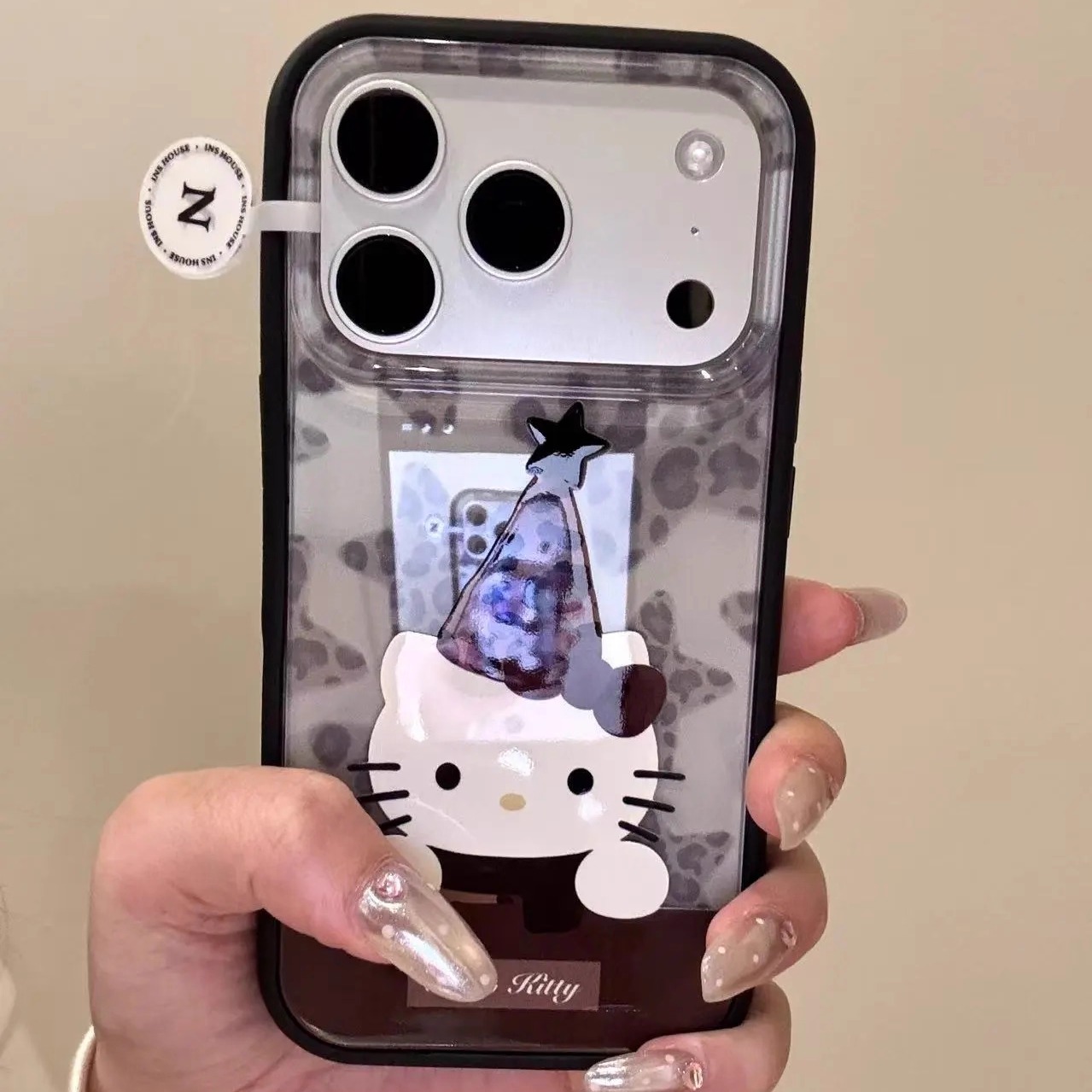 甜美豹纹星星帽子猫咪英文标适用iPhone17ProMax手机壳16苹果15软