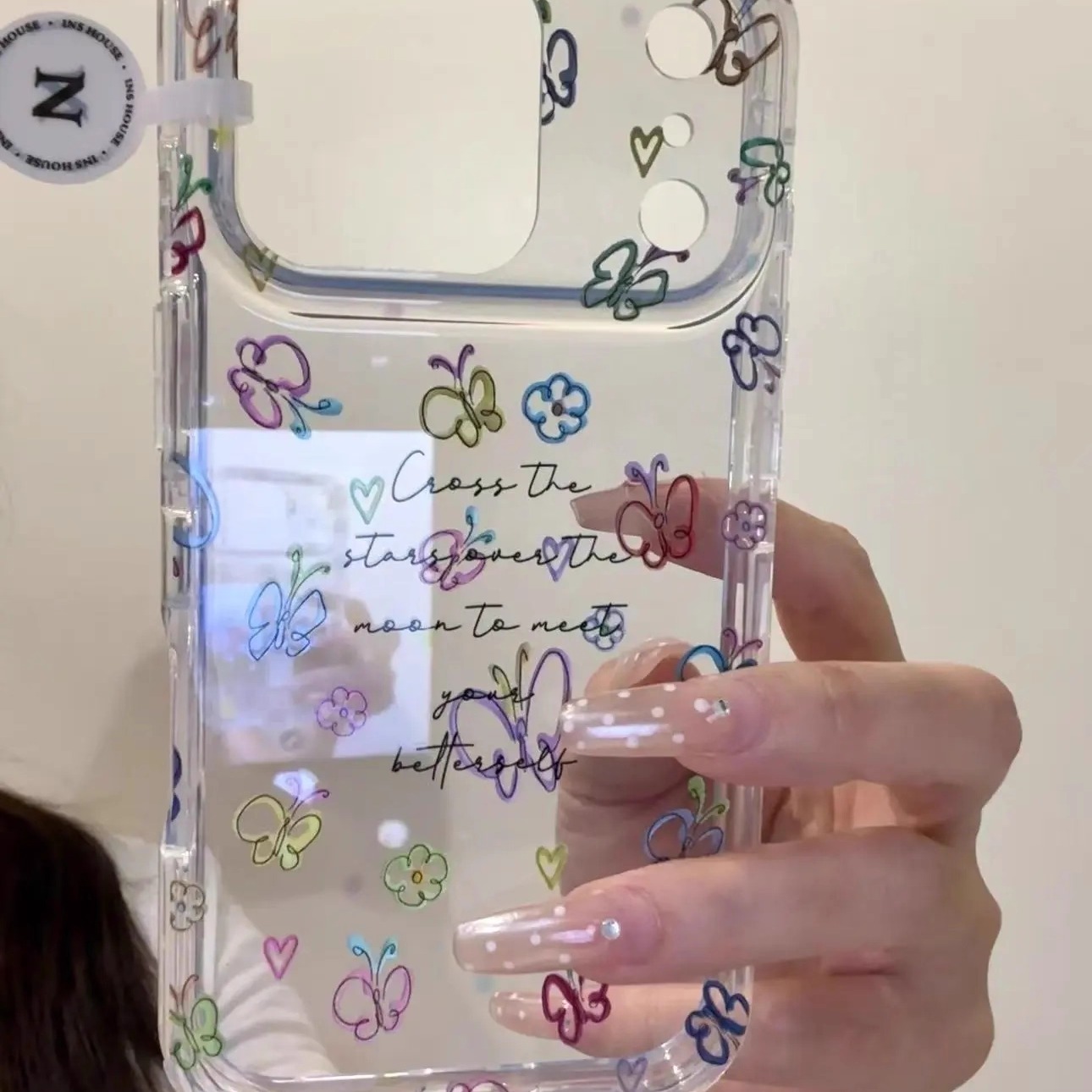 唯美ins满屏彩色线条蝴蝶适用iPhone17ProMax手机壳16苹果15防摔