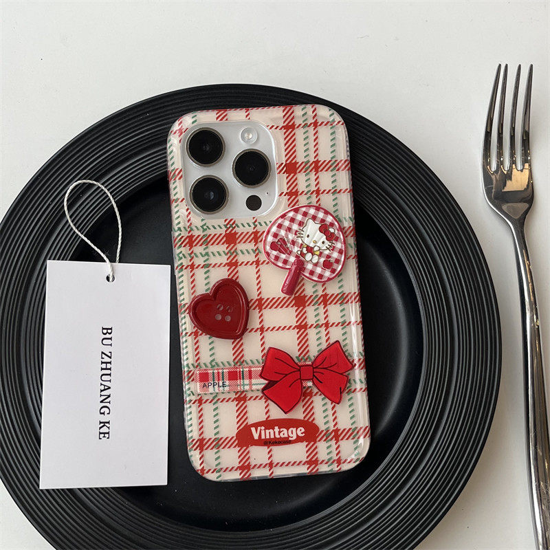THE NEW RED CHECKED BUTTONS ARE SUITABLE FOR IPHONE15PROMAX PHONE CASE 14 APPLE 13 ANTI-DROP SOFT MEN AND WOMEN 12