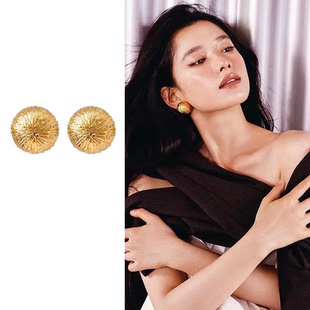 豆豆推荐 树皮拉丝花火镂空耳钉女重工设计轻奢夸张高级感简约耳饰