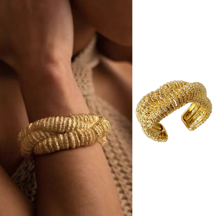 巴塞罗那戒指西班牙小众中古vintage夸张开口手镯ins耳环