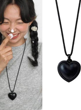 韩版时尚黑色皮革爱心吊坠