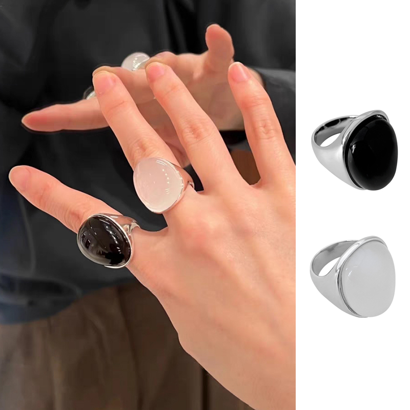 水滴形宽面耳饰黑玛瑙小众设计