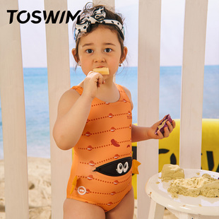 TOSWIM儿童泳衣连体女童小中童游泳衣宝宝可爱洋气泡温泉专业泳衣
