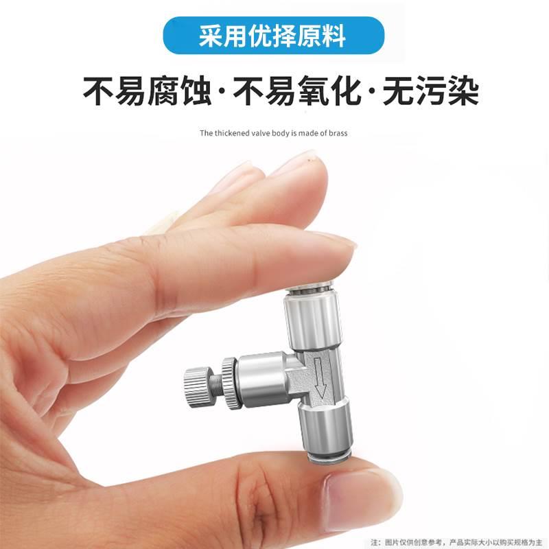 不锈钢快插气动调节接头限流阀LSA4 6 8 10 12 16mm管道式节流阀
