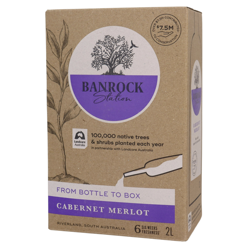 2L澳洲班洛克红酒赤霞珠梅洛混酿红葡萄酒便携聚会袋装纸盒装红酒