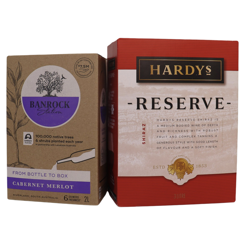 【哥俩好】澳洲3L夏迪珍藏西拉+2L班洛克赤霞珠梅洛混酿盒装红酒