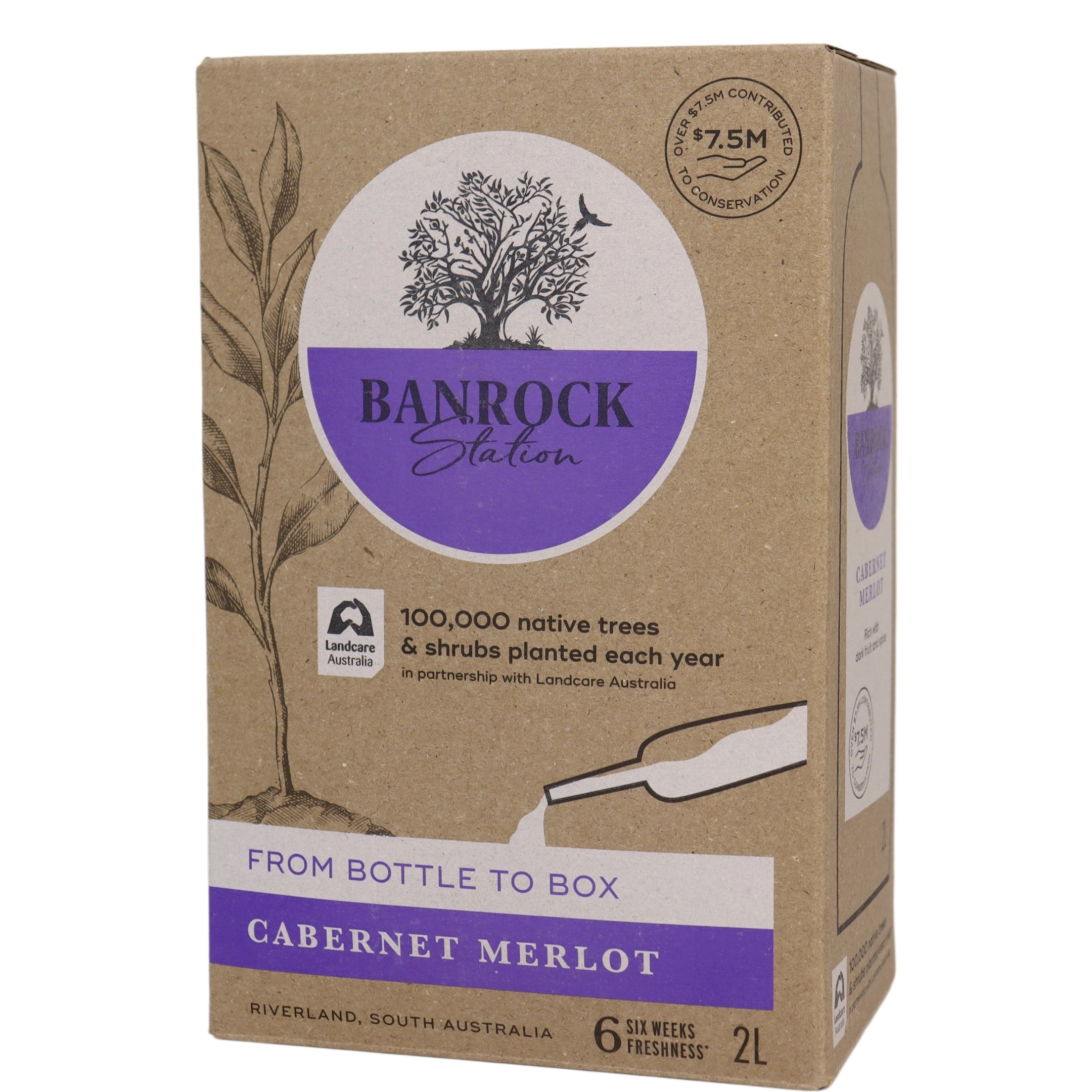 澳洲班洛克赤霞珠梅洛混酿红葡萄酒2L纸盒装袋装红酒便携露营聚会