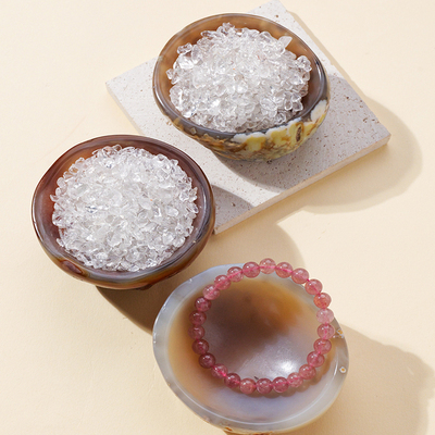 天然玛瑙碗水晶碎石聚宝盆消磁碗