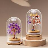 天然七彩原石碎石水晶树摆件办公室桌面发财树家居装 饰乔迁礼物