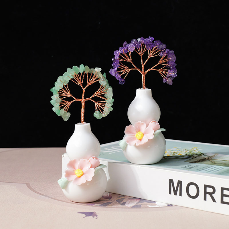 福征居水晶發財樹蘆陶瓷花瓶