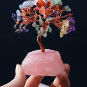 天然碎石原石水晶树摆件办公室桌面发财树家居装 饰乔迁同事礼物