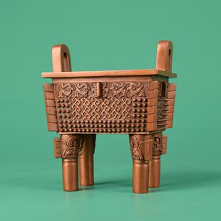 紫铜父戊方鼎摆件工艺品家居玄关办公室装饰品开业礼品鼎摆设