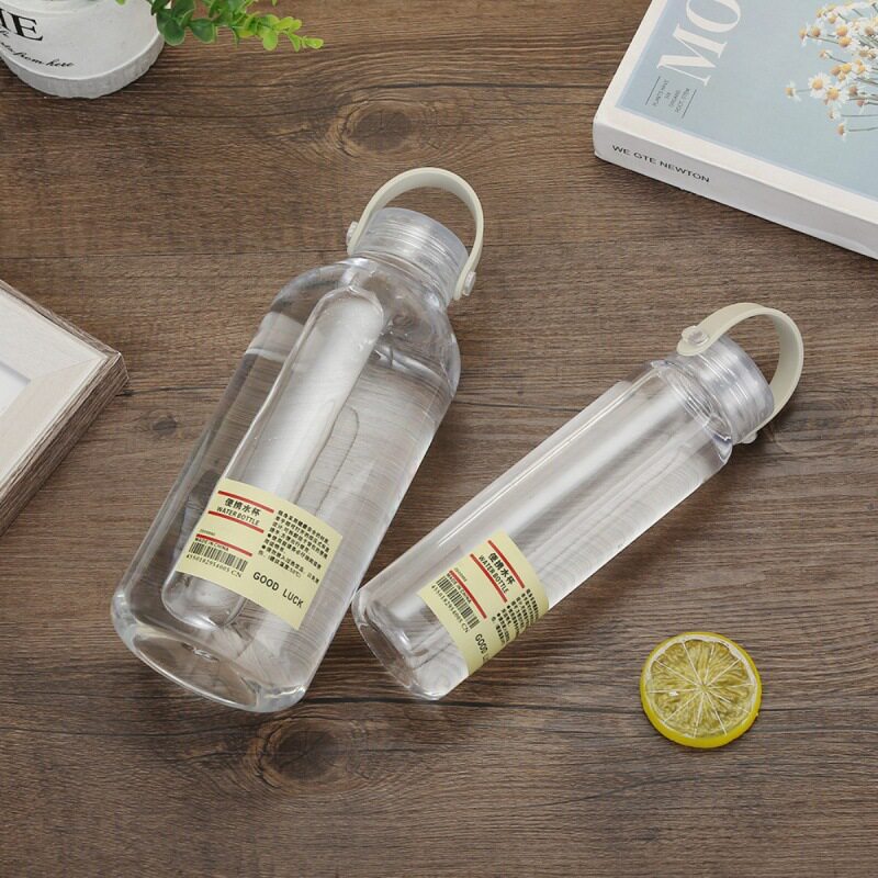 无印良品平替ins风手提盖硅胶绳塑料水瓶简约便携水杯大容量文艺
