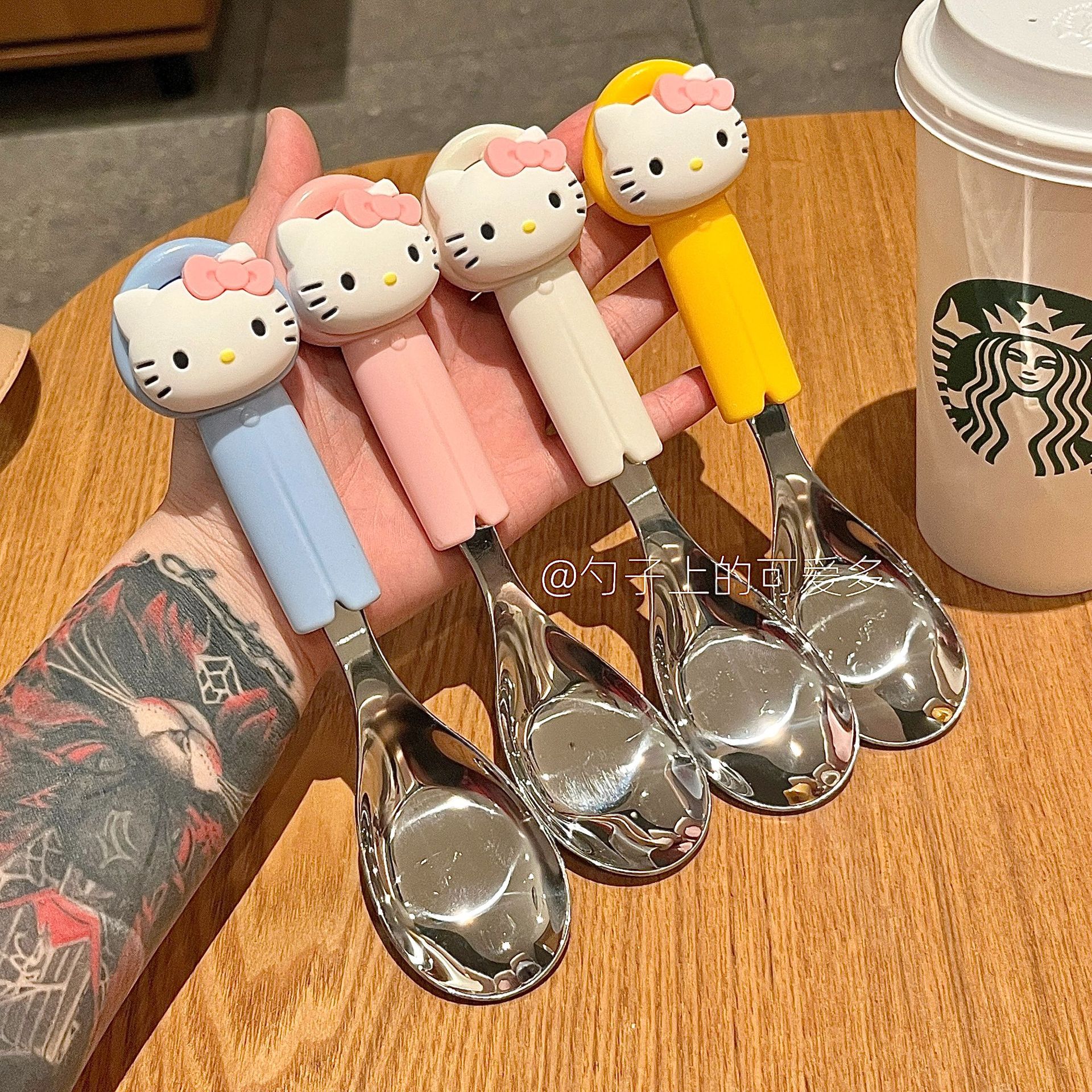Hello kitty汤勺304不锈钢勺精致餐具儿童家用学生元宝勺调羹勺子