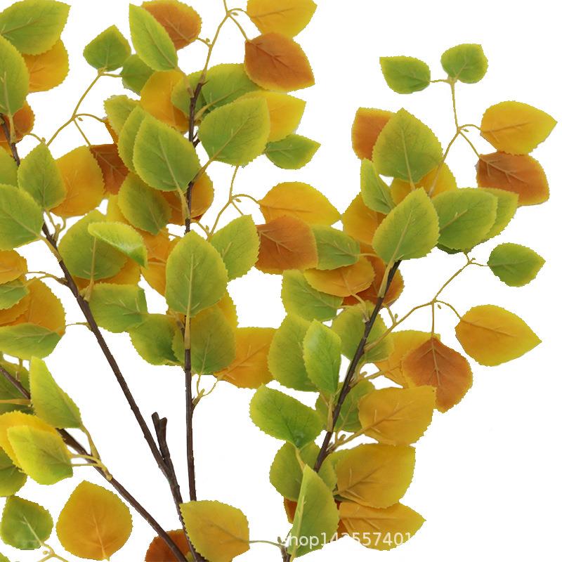 仿叶真绿023植物皮白桦柏具桦假树叶工程布景拍摄点缀道厂红家