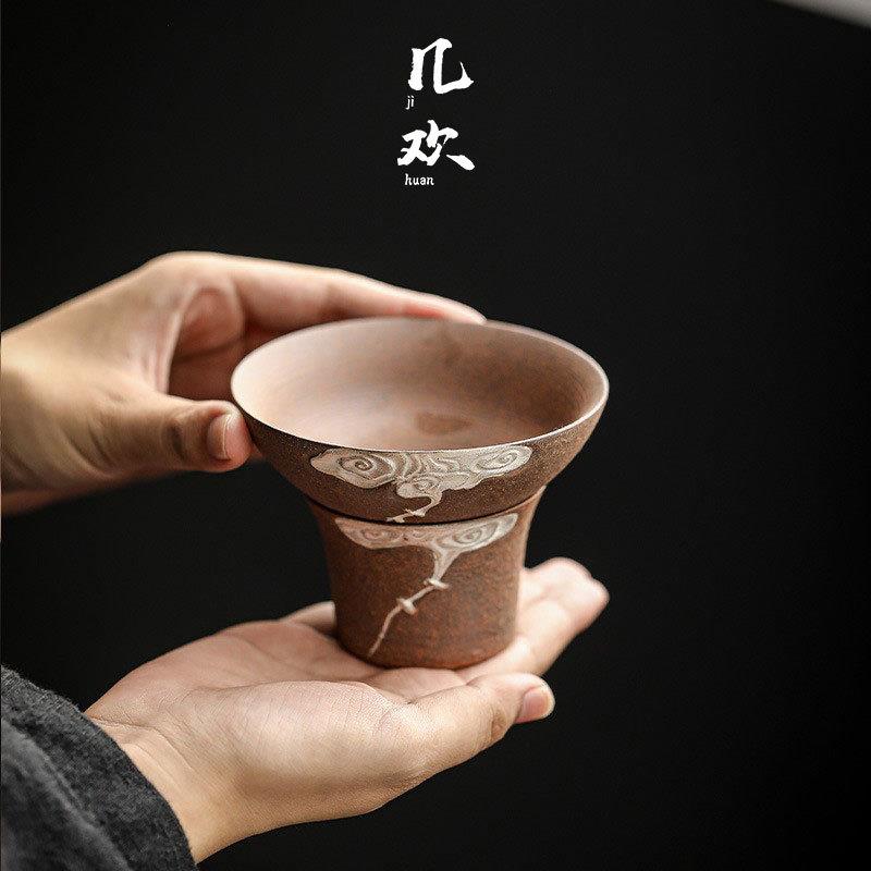 几欢复古全瓷孔一体茶隔茶漏隔茶陶瓷茶具配件茶叶过滤网茶滤单品