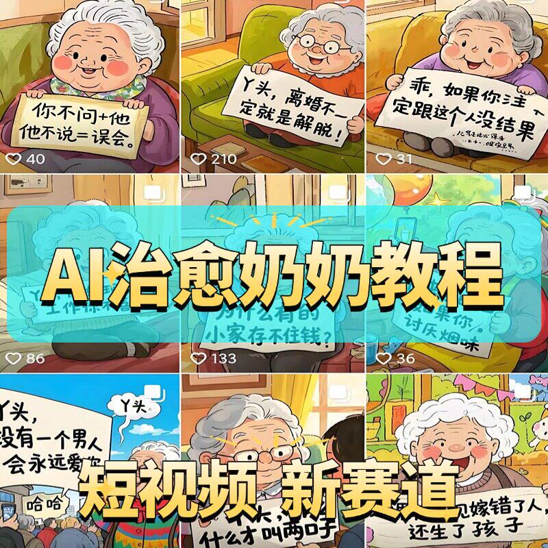 抖音爆火短视频新赛道ai语录情感治愈奶奶教程小白零基础入门课程