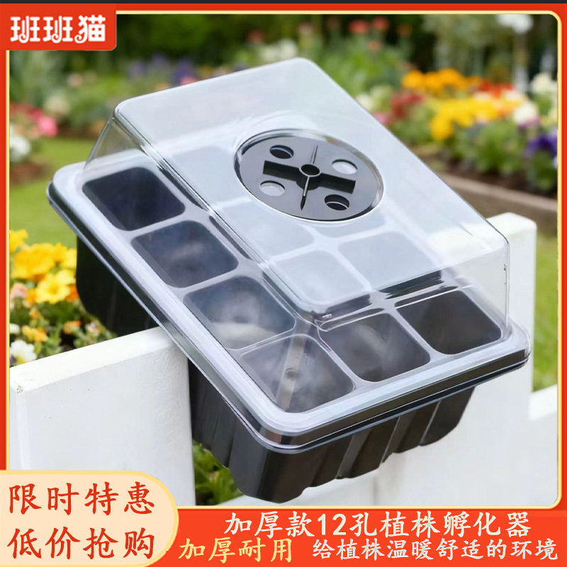 育苗盘盆加厚育苗盒带盖扦插育苗神器保温保湿通用催芽盒播种12孔
