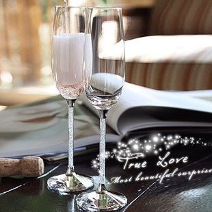 欧式 钻石水晶香槟杯套装 高颜值手工高脚杯气泡杯家用酒具情侣对杯