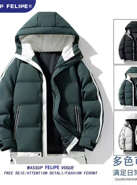 WASSUP FELIPE冬季短款2025新款休闲棉服连帽冬装加厚棉衣外套