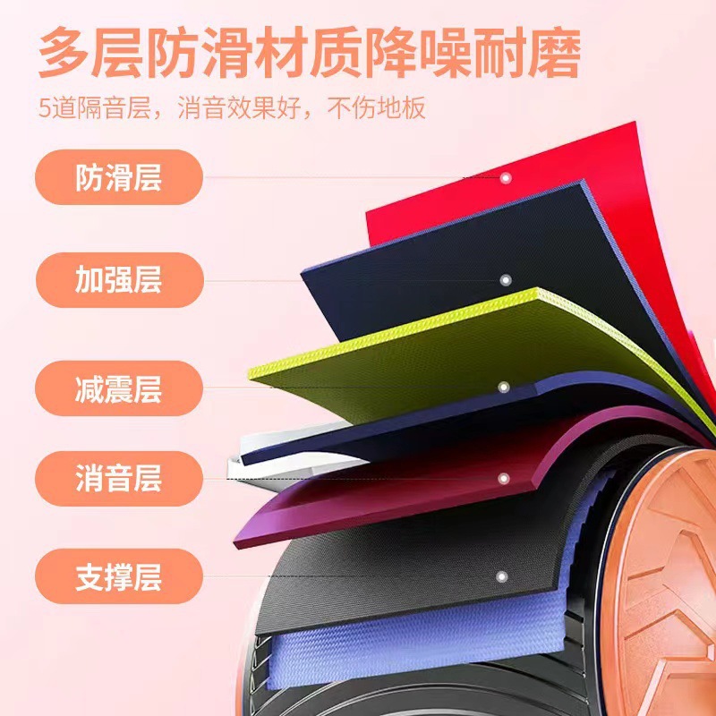 全新自动健腹轮回弹轮家用静音健身器材腹肌轮平板健身滚滑轮-4