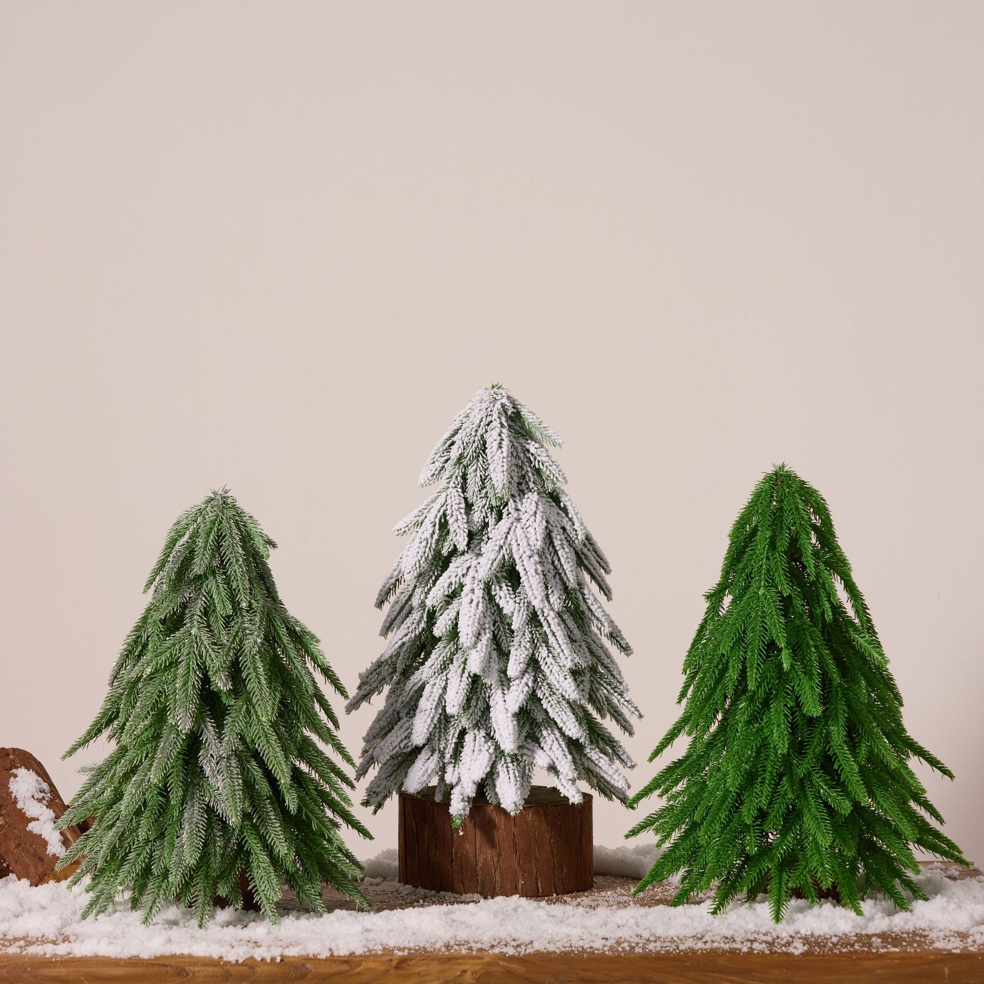 落雪白色圣诞树积雪粘粉圣诞玩具