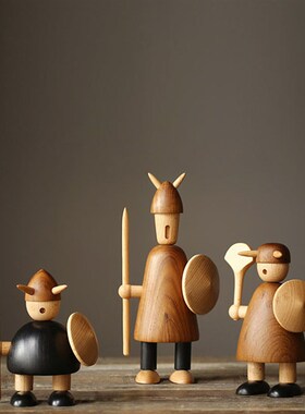 维京人 c北欧家居装饰摆件设计师样板间木偶客厅桌面木质创意礼物