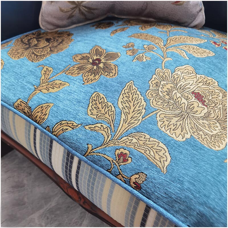 沙发套全包万能定做北欧沙发垫实木沙发罩定制中式坐垫布艺四季蓝
