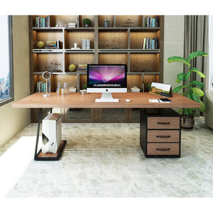实木双人电脑桌台式家用电竞桌简约卧室大板书桌工作台两人长桌子