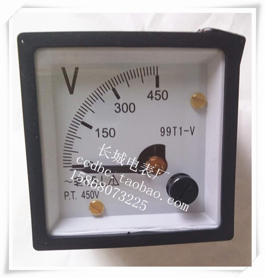 【长城电表厂】 99T1 450V 指针式交流电压表 开孔45X45 厂家直销