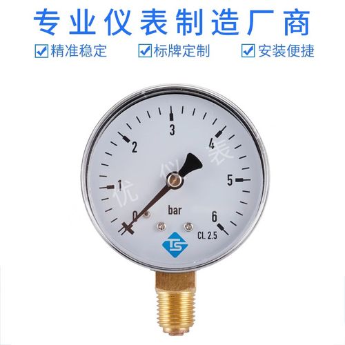 0-6bar1/4NPT60mm直径不锈钢径向压力表气压表水压表液压表油压表