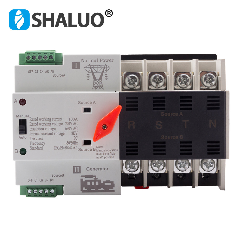 双电源自动转换开关家用不断电切换开关4P100A迷离PC隔离型ATS