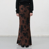 现 GENERAL IDEA BUMSUK秋冬静谧色豹纹晕染风长裙3509