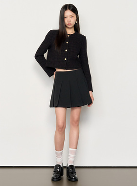 【现】General idea 25春季宽褶设计迷你百褶短裙3507