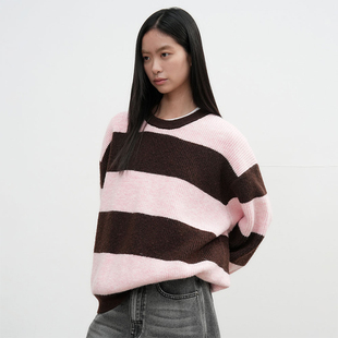 IDEA麻薯软糯粗条纹撞色长袖 GENERAL 针织毛衣5005 现