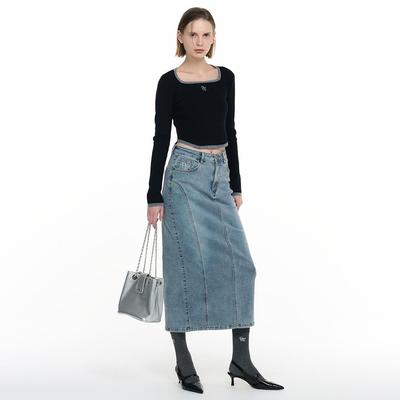 IDEA24秋冬复古水洗牛仔半身裙