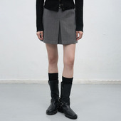 休闲英伦风女气质百搭 IDEA鱼骨纹理双褶直筒短裙裤 现 GENERAL