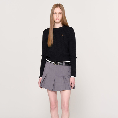 【申有娜 李彩领同款】GENERAL IDEA24撞色双层腰袢百褶短裙3508