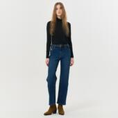 折扣 薄绒弹力直筒牛仔裤 General idea 秋冬法式 长裤 女高腰