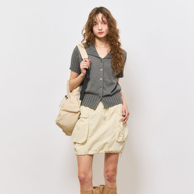 【现】General idea 韩式酷飒辣妹褶皱花苞口袋工装短裙设计感女