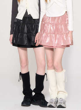 【折扣】GENERAL IDEA 秋少女感亮丝缎面垂坠感蛋糕裙短裙3508