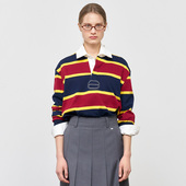 复古条纹POLO领长袖 T恤宽松男女同款 idea春季 美式 现 General