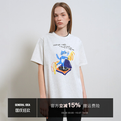 【现】General idea 韩国正品趣味涂鸦宽松休闲落肩女士短袖T恤