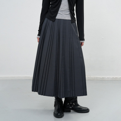 【现】General idea 都市雅致手工精致百褶裙休闲通勤半身长裙女