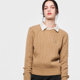 风格 idea经典 General 同色系刺绣小标绞花针织毛衣5502 折扣