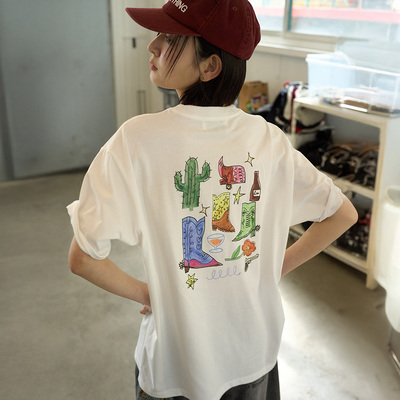 【现】General idea春夏印花西部派对oversize短袖T恤宽松街头风