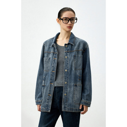 【金金宠粉】GENERAL IDEA韩国正品 水洗工装牛仔外套女时尚做旧