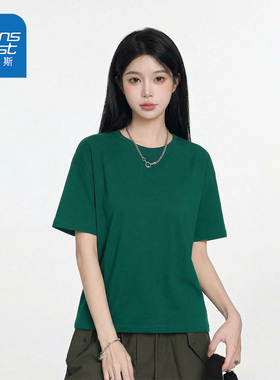 真维斯绿色短袖t恤女2026新款夏季爆款女士休闲宽松半袖上衣AA