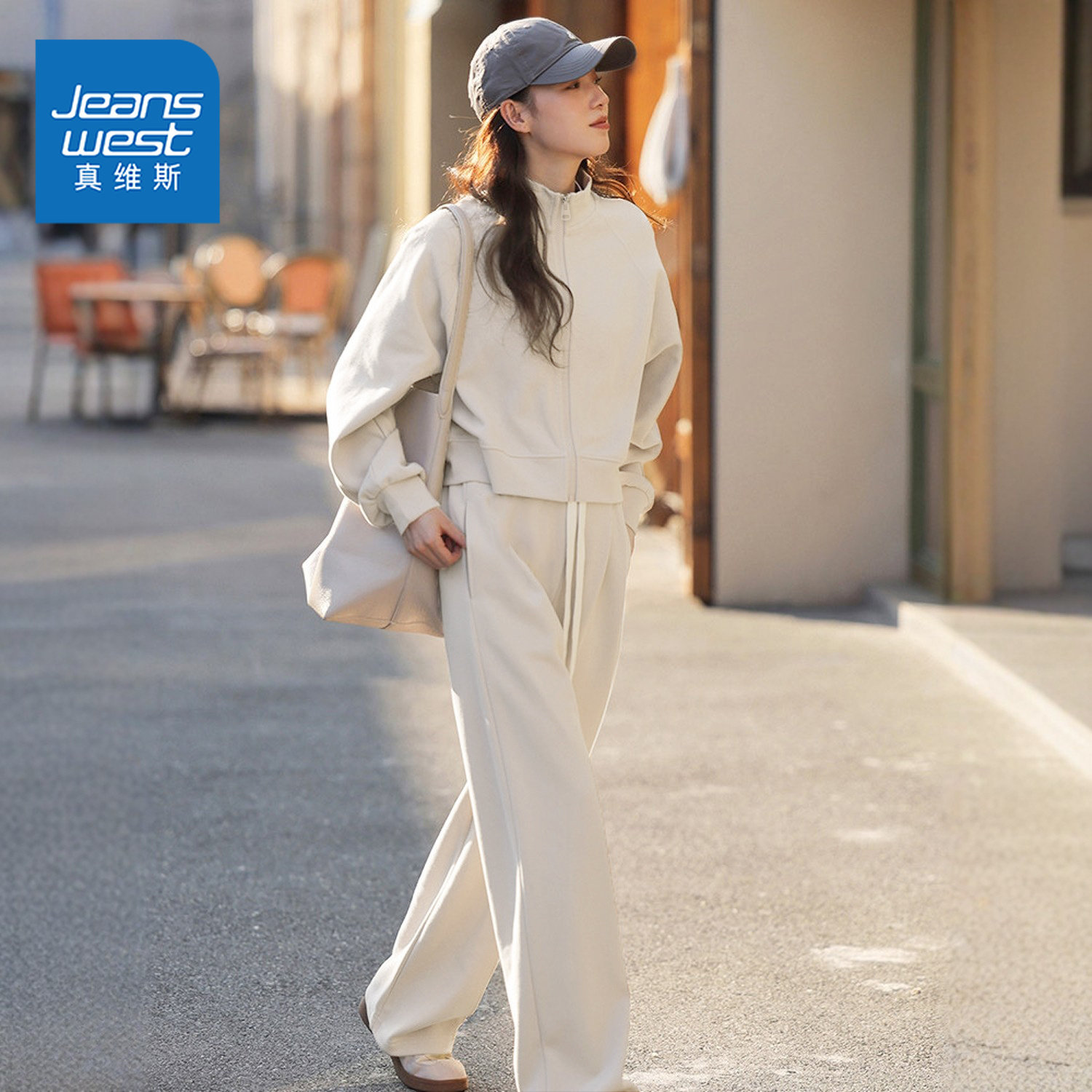 真维斯卫衣运动套装女春季新款宽松显瘦时尚休闲两件套长裤跑步服